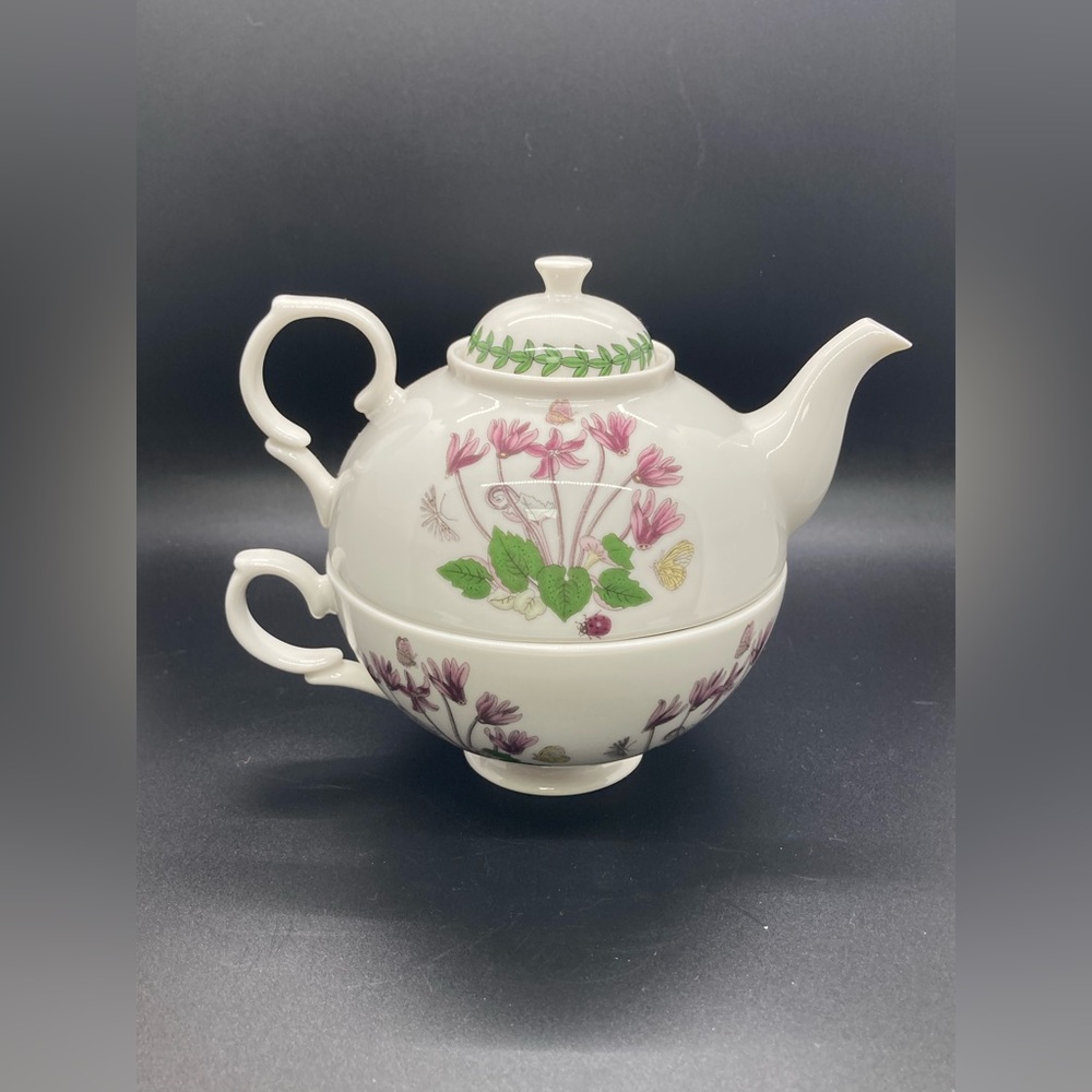 Portmeirion Botanic Garden Tea For One Cyclamen Cup & Teapot